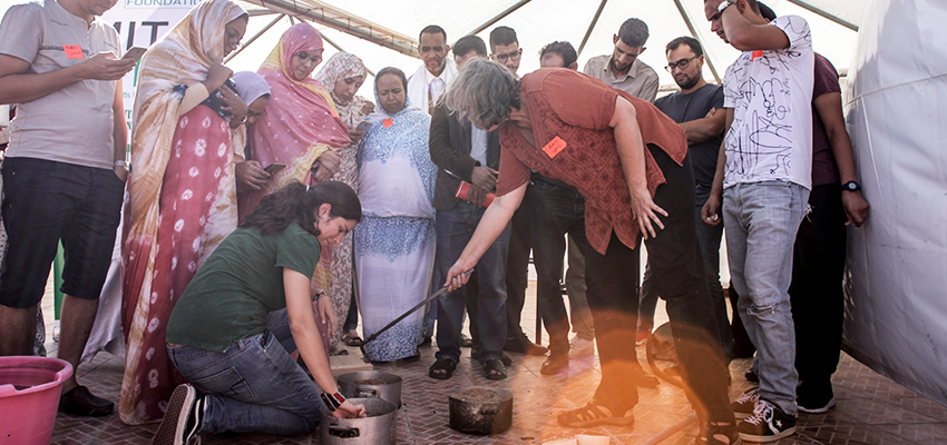 MIT D-Lab Founding Director Amy Smith (front center) leading a session for the Creative Capacity Building training in Laâyoune, Morocco.