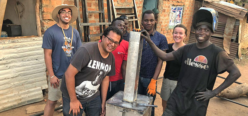 Biomass powered heat exchanger built by the MIT D-Lab team and TEWDI Uganda staff. January 2020.