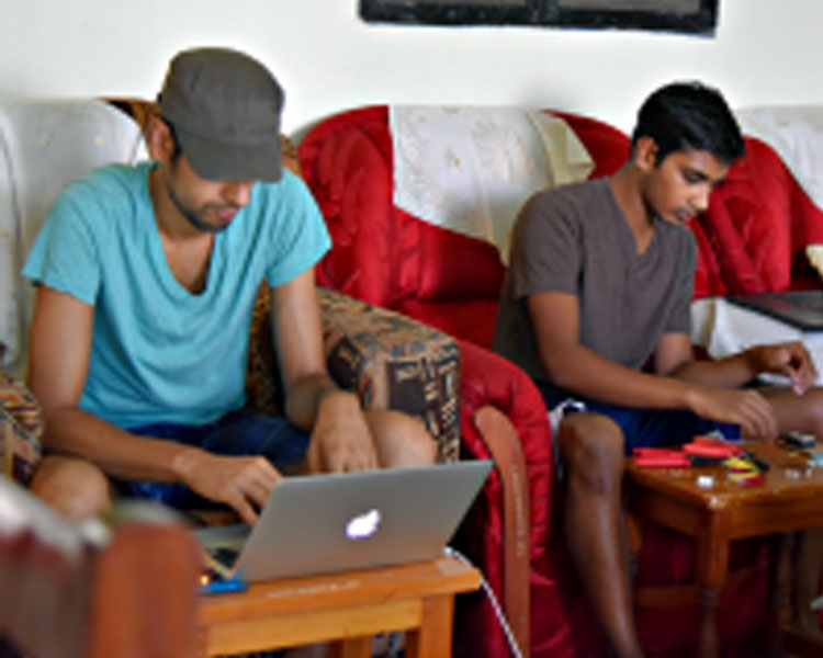 Amit and Prithvi (MIT MS student) testing sensors.